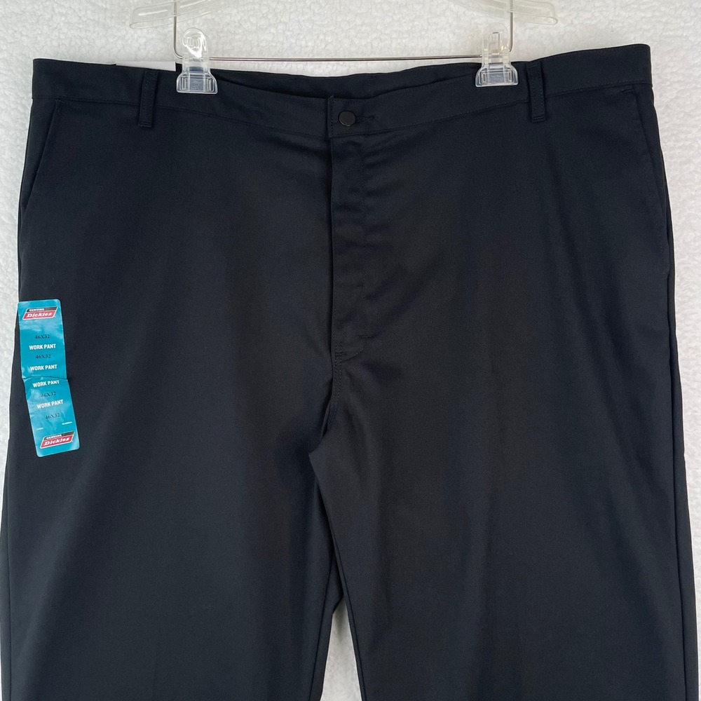 Genuine Dickies Mens Black Flex Relaxed Fit Straight Leg Work Pants 46x32 New